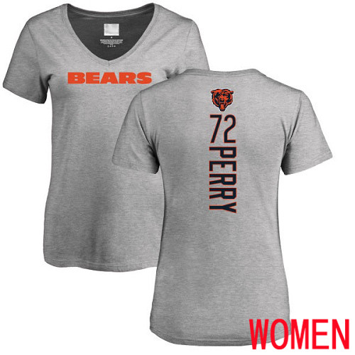Chicago Bears Ash Women William Perry Backer V-Neck NFL Football #72 T Shirt->nfl t-shirts->Sports Accessory
